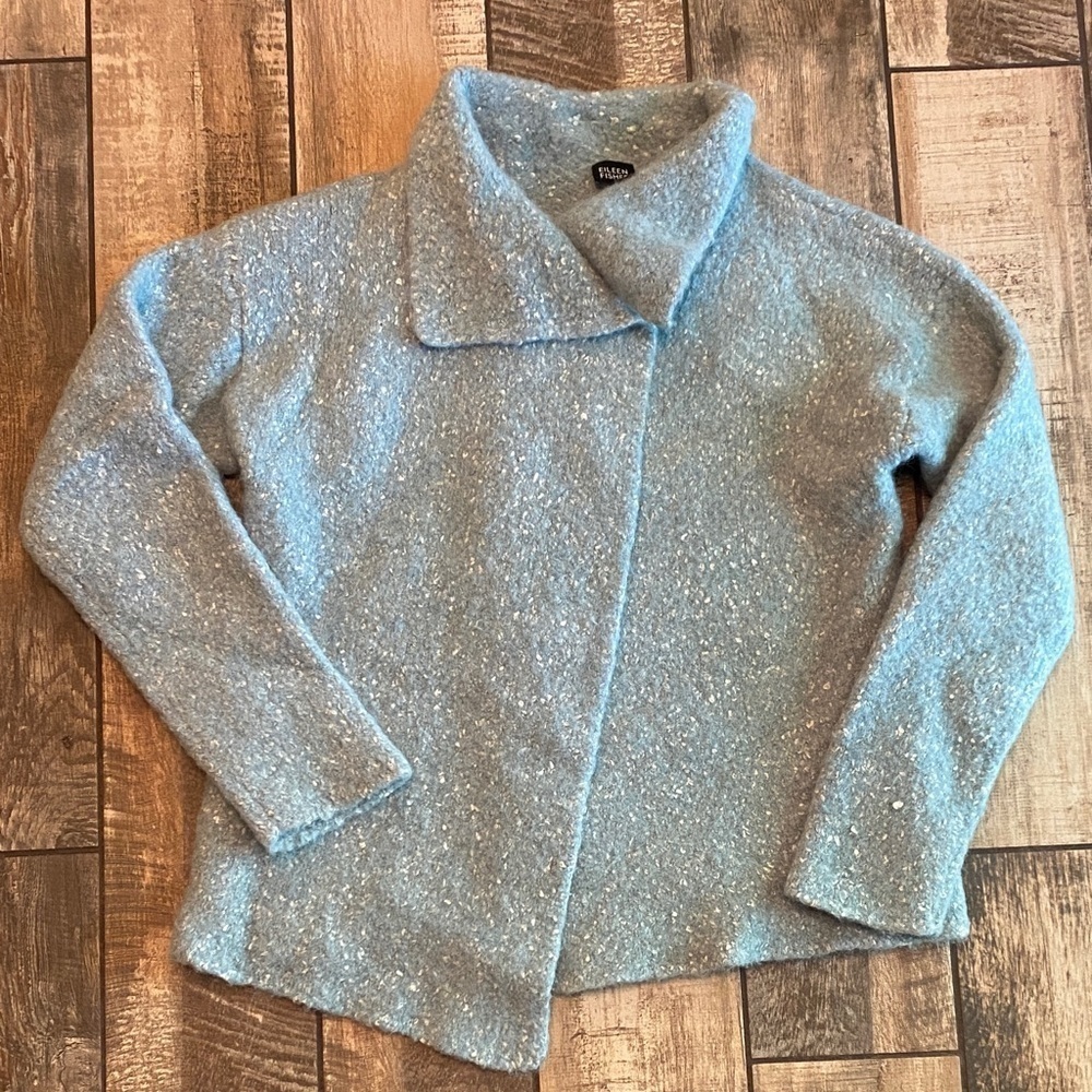 Eileen Fisher Italian yarn light Blue Knit Cardigan/blazer